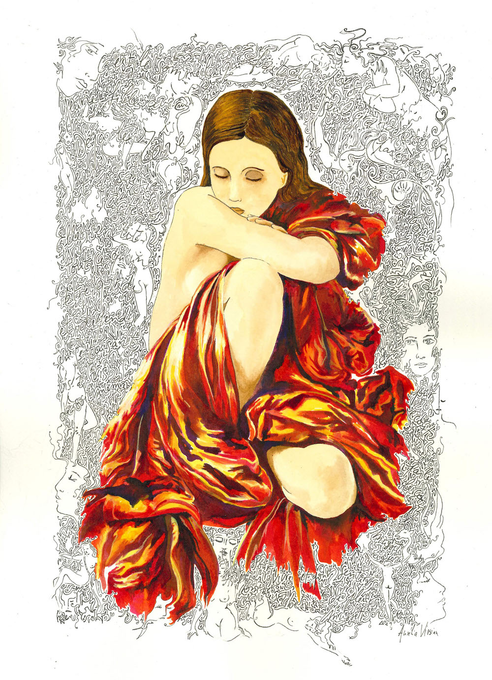 Jeune fille agenouillée